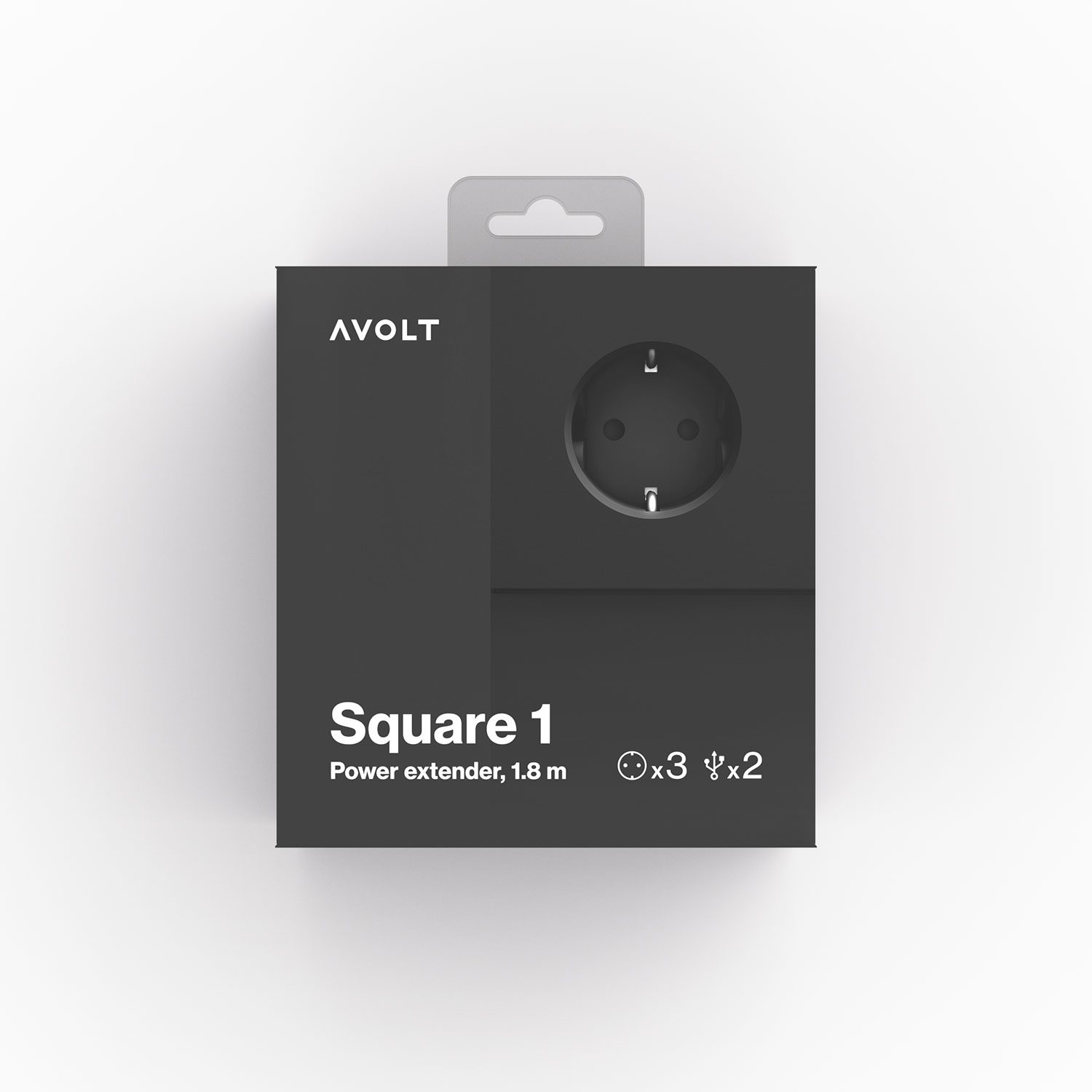 Avolt - Rallonge Square 1 avec prise USB - Noir